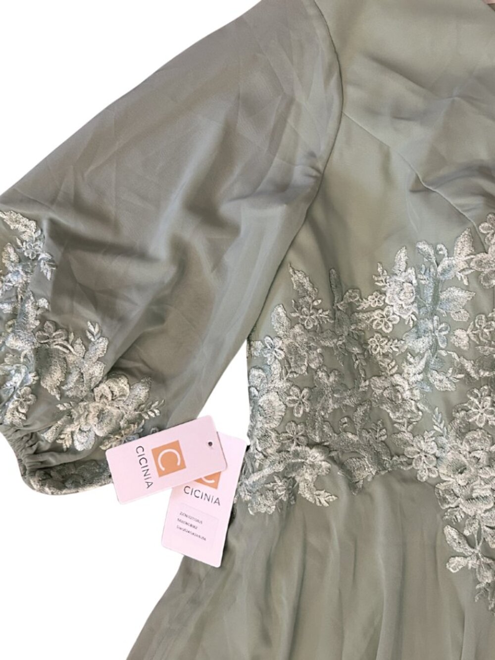 NWT Cicinia Long Sleeves Ankle Length Chiffon Mother Of The Bride Dusty Sage - Picture 9 of 13